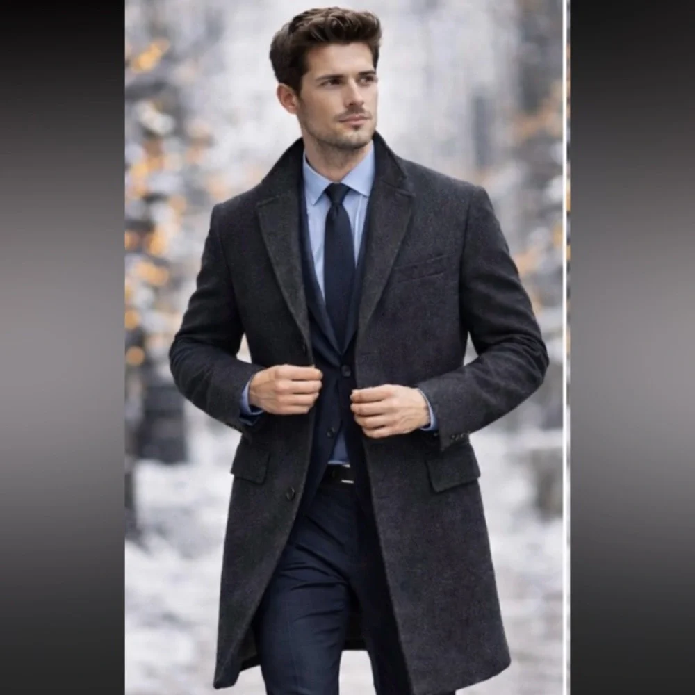 NWT J. Crew Charcoal Wool Topcoat, Overcoat With Quilted Lining Size 36R